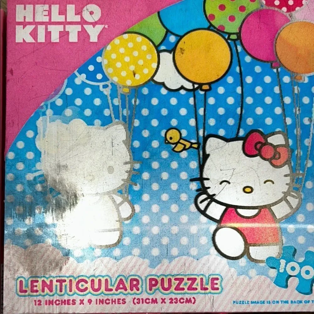 Hello Kitty 🐱 🌺 Lenticular Puzzle 🧩 Set - balloons 🎈🎈 too! 2011 Sanrio USA 🇺🇸